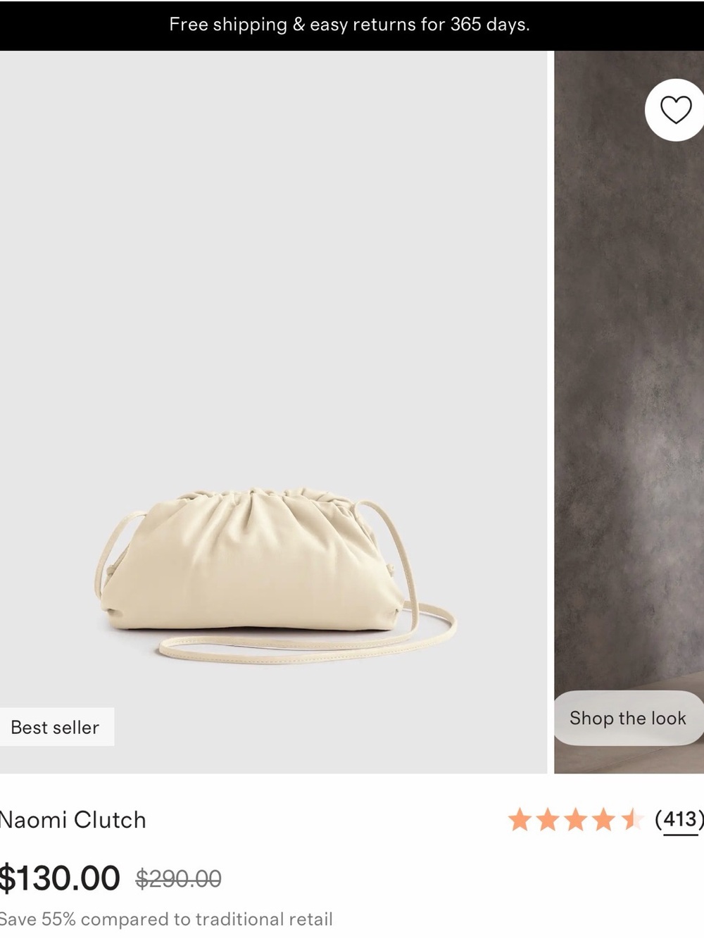 NWT Quince Naomi Clutch - Cream